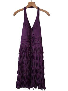 Hailey Logan Adrianna Papell Dress Purple Formal Halter Top Flapper Look Sz 6